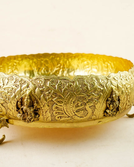 Brass Lakshmi Urli - 11 inch - WL6089-3