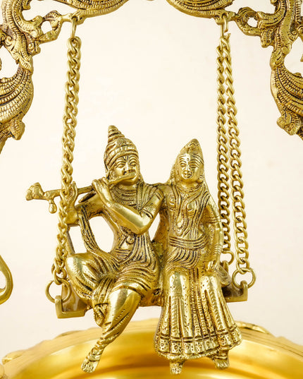 Brass Radha Krishna Swing with Urli - 22 inch - WL6091