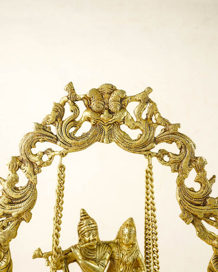 Brass Radha Krishna Swing with Urli - 22 inch - WL6091