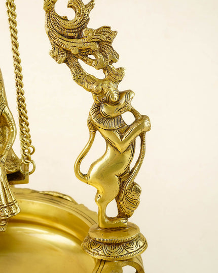 Brass Radha Krishna Swing with Urli - 22 inch - WL6091