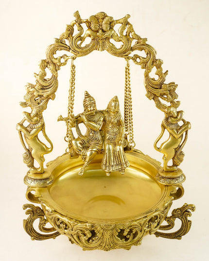 Brass Radha Krishna Swing with Urli - 22 inch - WL6091
