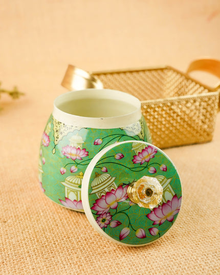Pichwai Metal Jar with Basket - WL6093-1