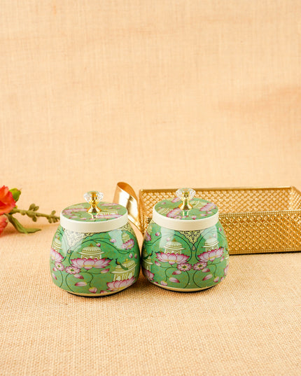 Lotus Metal Two Jar with Basket - WL6093-2