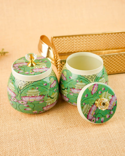 Lotus Metal Two Jar with Basket - WL6093-2