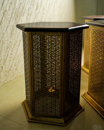Coffee Centre Table with 4 Side Stools - Gold - WL6096