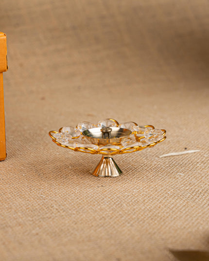 Gift Hamper - Metal Tray with Candle Holder and Crystal Diya - WMH0012