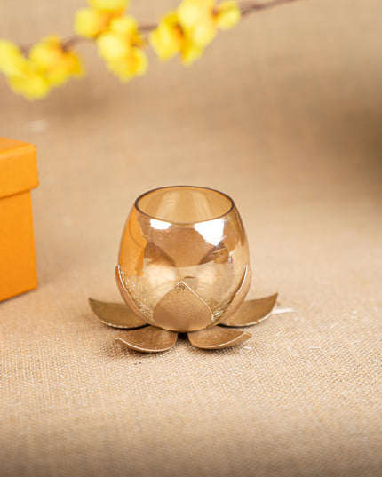Gift Hamper - Metal Tray with Candle Holder and Crystal Diya - WMH0012