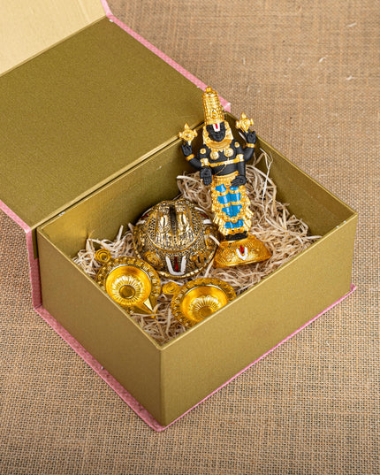 Gift Hamper - Balaji Idol with Balaji Paduka and Zinc Alloy Diya - WMH0016