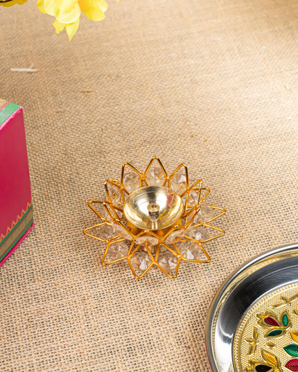 Gift Hamper - Meenakari Plate with Crystal Diya and Cashews - WMH0018