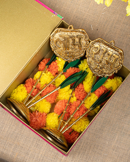 Gift Hamper - Shubh Laabh Plate with Sugarcane Tree and Flower Thoran - WMH0019
