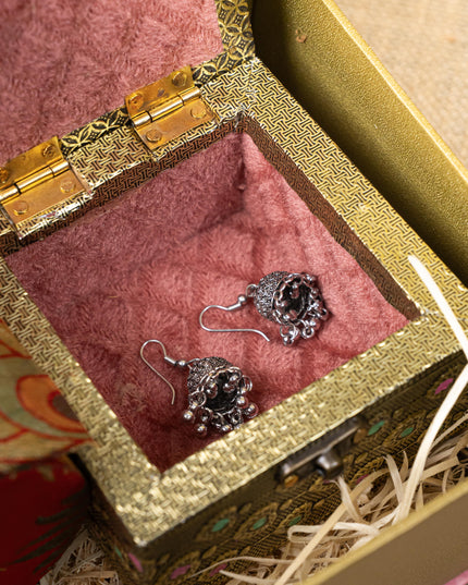Gift Hamper - Jewel Box and Bangle Holder with Oxidized Earring and Kundan Bangles - WMH0020