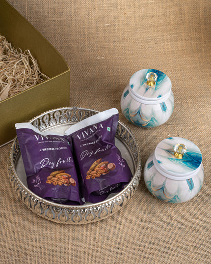Gift Hamper - Bowl with Dry Fruit Jar and Dry Fruits - WMH0030