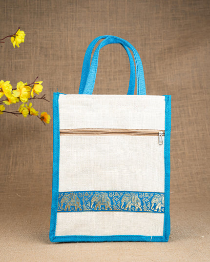 Jute Bag with Zari Lace Work - WBG0987