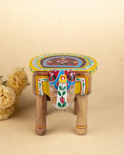 Hand Painted Elephant Stool - 8 inch - WL5223