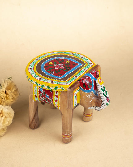 Hand Painted Elephant Stool - 8 inch - WL5223