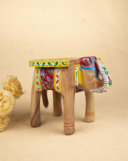 Hand Painted Elephant Stool - 8 inch - WL5223