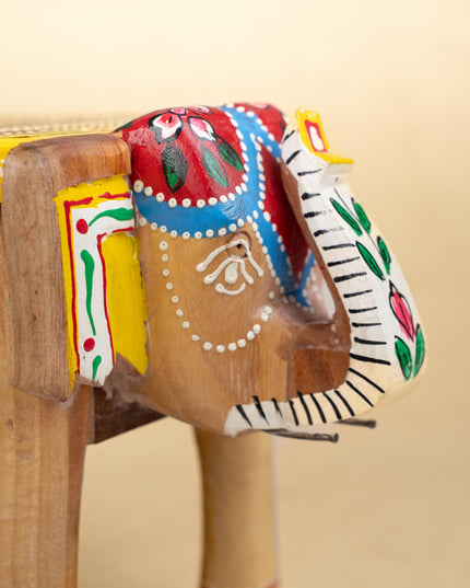 Hand Painted Elephant Stool - 8 inch - WL5223