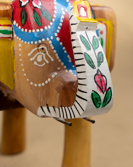 Hand Painted Elephant Stool - 8 inch - WL5223