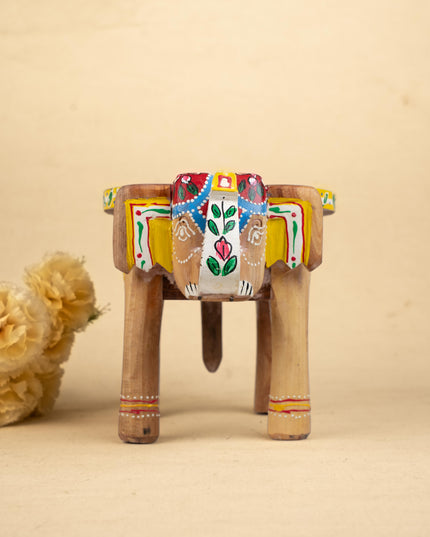 Hand Painted Elephant Stool - 8 inch - WL5223