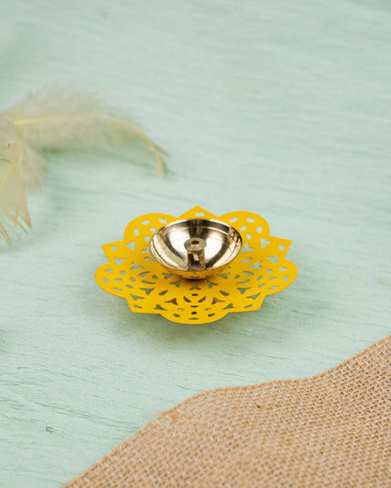 Hand Painted Brass Flower Shaped Diya - WBG1826-2