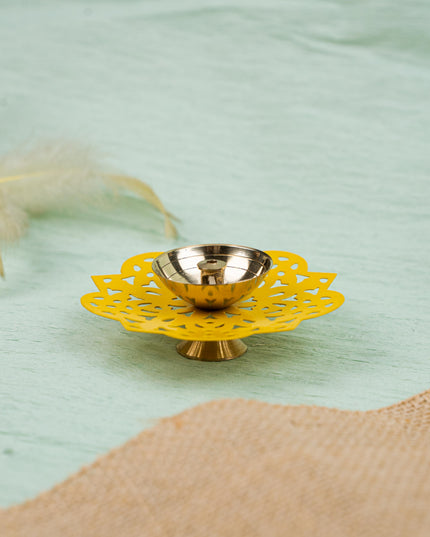 Hand Painted Brass Flower Shaped Diya - WBG1826-2