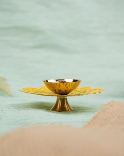 Hand Painted Brass Flower Shaped Diya - WBG1826-2
