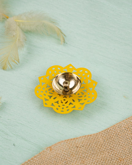 Hand Painted Brass Flower Shaped Diya - WBG1826-2