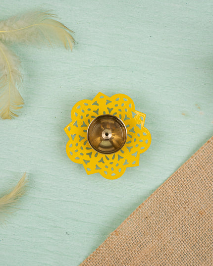 Hand Painted Brass Flower Shaped Diya - WBG1826-2