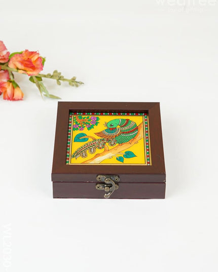Acrylic Reverse Picture Jewellery Box - Tanjore Art Peacock1 Wl2030-4 Organizers