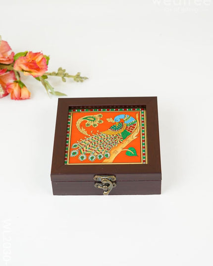 Acrylic Reverse Picture Jewellery Box - Tanjore Art Peacock1 Wl2030-4 Organizers