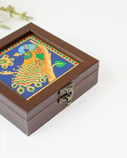 Acrylic Reverse Picture Jewellery Box - Tanjore Art Peacock1 Wl2030-4 Organizers