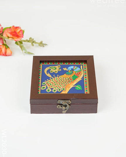Acrylic Reverse Picture Jewellery Box - Tanjore Art Peacock1 Wl2030-4 Organizers