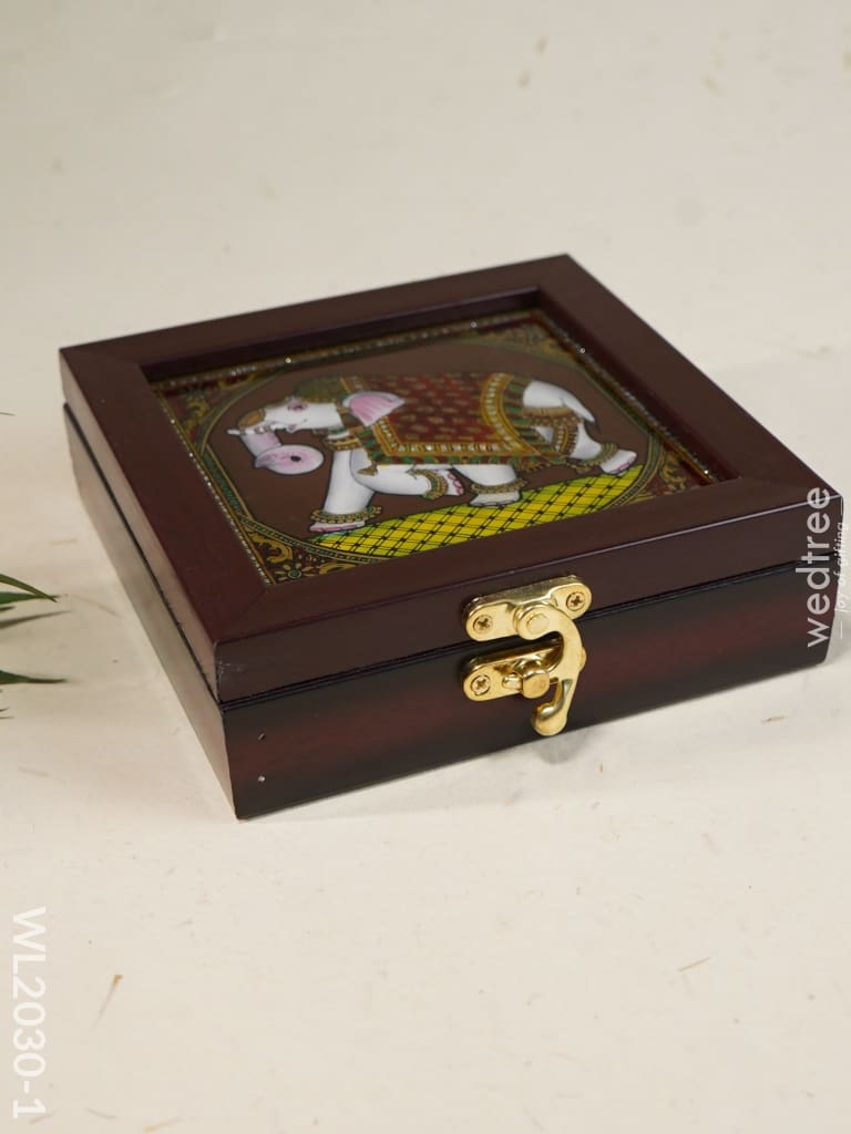 Acrylic Reverse Picture Jewelry Box - Elephant Wl2030-1 Organizers