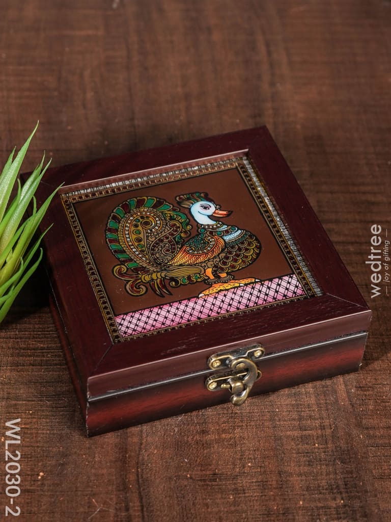 Acrylic Reverse Picture Jewelry Box - Tanjore Art Annapakshi1 Wl2030-2 Organizers