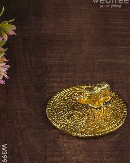 White Metal Agarbathi Stand -Gold Finish - W3998 Pooja Utility