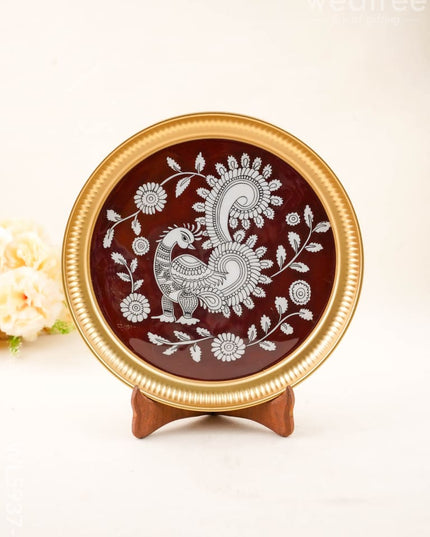 Annapakshi - Brass Coated Plate - 10 inch - WL5937-1 - Metal Decor Utility