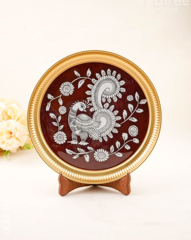Annapakshi - Brass Coated Plate - 10 inch - WL5937-1 - Metal Decor Utility