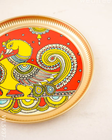 Annapakshi - Brass Coated Plate - 10 inch - WL5937-4 - Metal Decor Utility