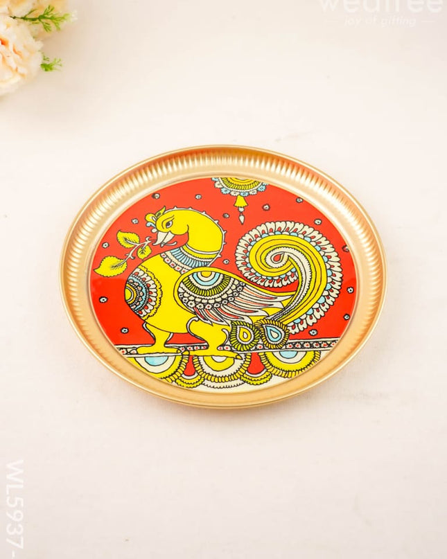 Annapakshi - Brass Coated Plate - 10 inch - WL5937-4 - Metal Decor Utility