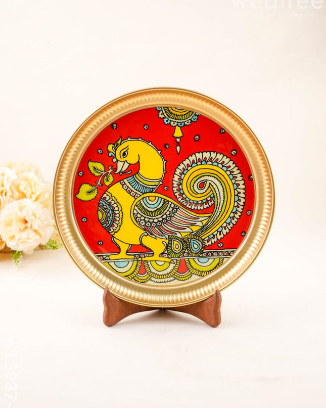 Annapakshi - Brass Coated Plate - 10 inch - WL5937-4 - Metal Decor Utility