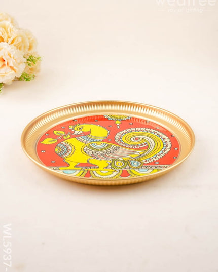 Annapakshi - Brass Coated Plate - 10 inch - WL5937-4 - Metal Decor Utility
