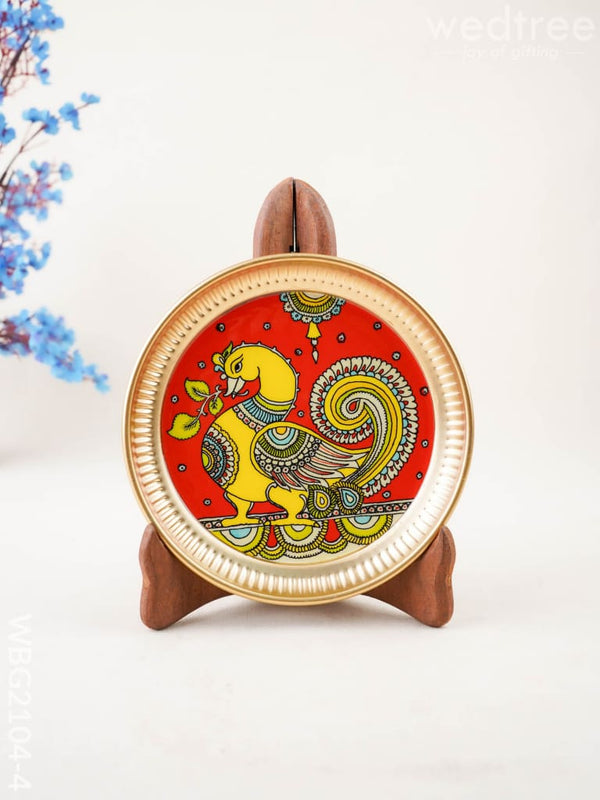 Annapakshi - Brass Coated Plate - 6 inch - WBG2104-4 - Trays & Plates RG