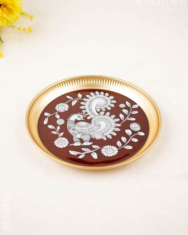 Annapakshi - Brass Coated Plate - 8 inch - WL5936-1 - Metal Decor Utility