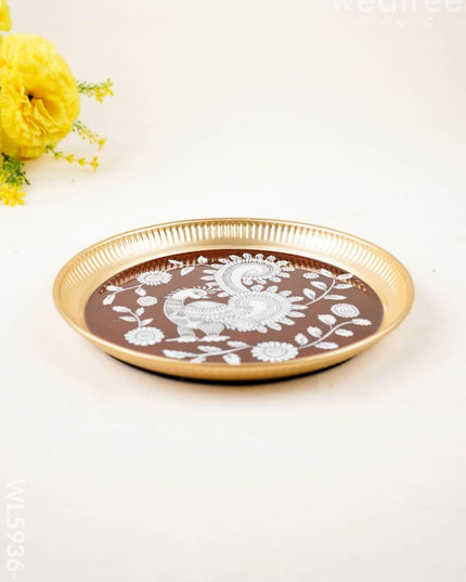 Annapakshi - Brass Coated Plate - 8 inch - WL5936-1 - Metal Decor Utility