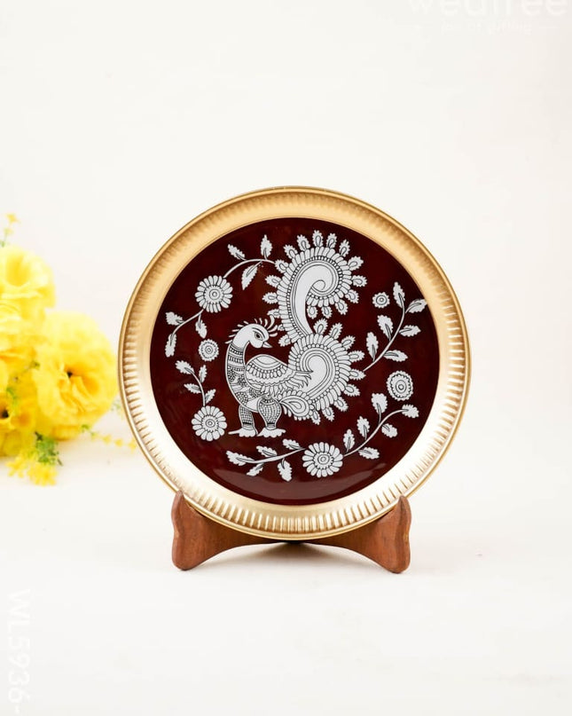 Annapakshi - Brass Coated Plate - 8 inch - WL5936-1 - Metal Decor Utility