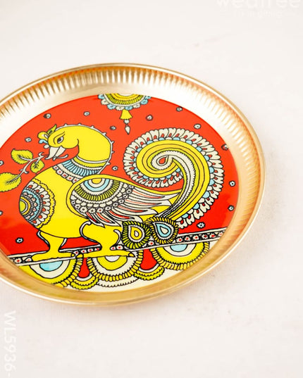 Annapakshi - Brass Coated Plate - 8 inch - WL5936-4 - Metal Decor Utility