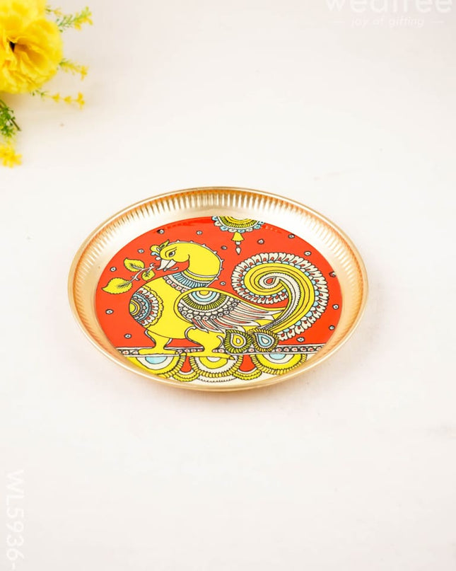 Annapakshi - Brass Coated Plate - 8 inch - WL5936-4 - Metal Decor Utility