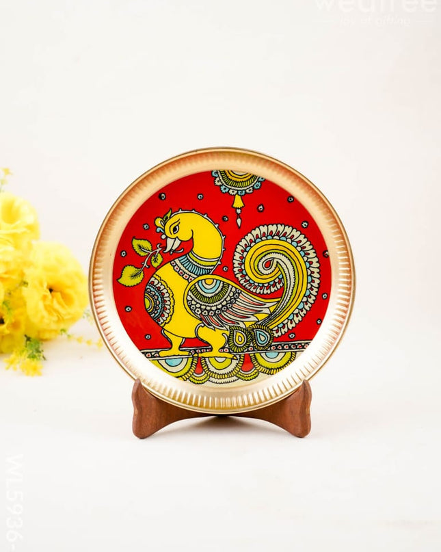 Annapakshi - Brass Coated Plate - 8 inch - WL5936-4 - Metal Decor Utility
