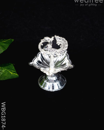 Annapakshi Diya - Silver - 3 inch - WBG1874-2 - White Metal Diya RG