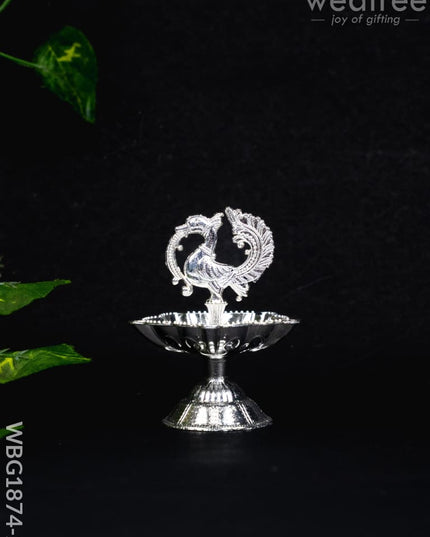 Annapakshi Diya - Silver - 3 inch - WBG1874-2 - White Metal Diya RG